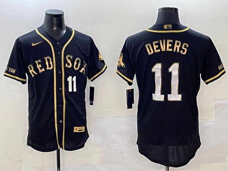 Men Boston Red Sox 11 Devers Black Gold three generations Elite 2025 Nike MLB Jersey style 5